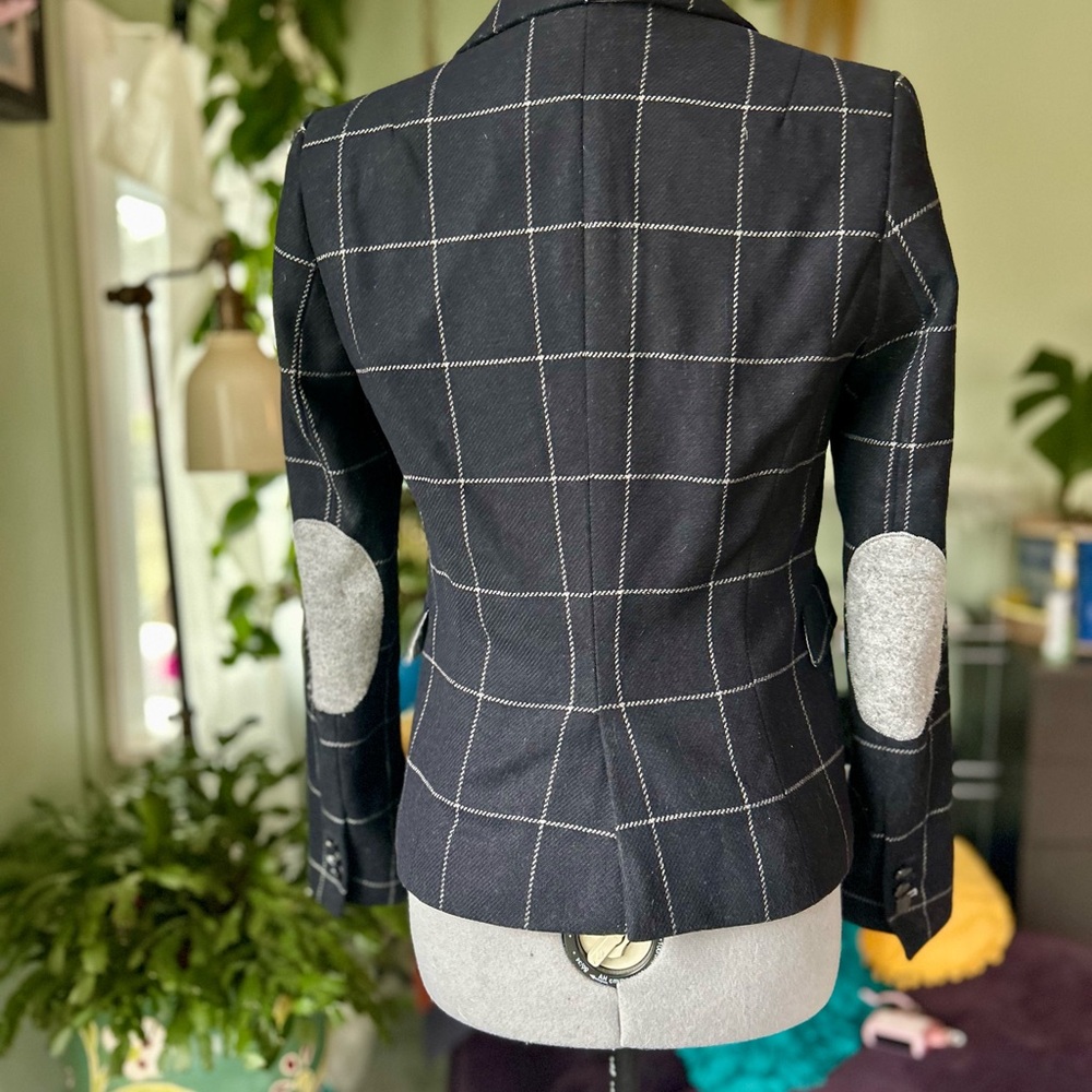 Zara Basic WOOL blend Windowpane Plaid Blazer S B… - image 2